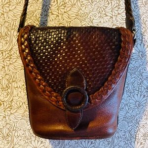 Brighton leather woven vintage crossbody bag